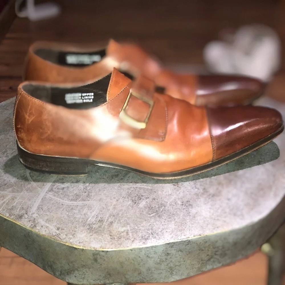 Paul Fredrick Italian leather dress shoes two-tone size 9